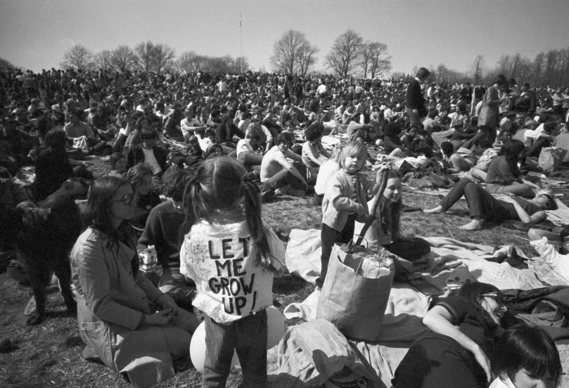 People gathered in Philadelphia's Fairmount Park to observe the first Earth Day on April 22, 1970.