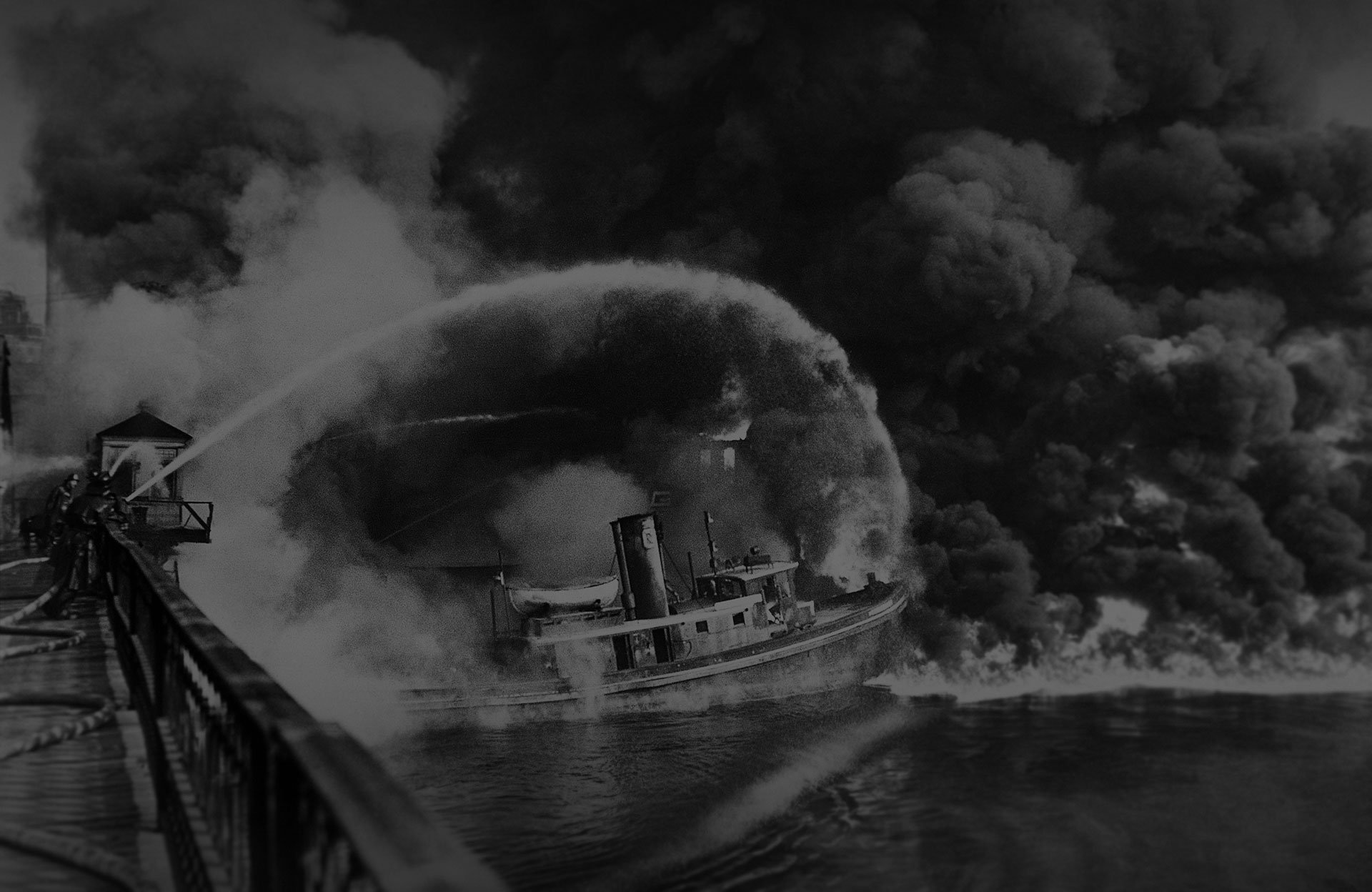 The Cuyahoga River had caught fire many times before 1969. Pictured are firefighters battling a blaze on the river in Cleveland in 1952.